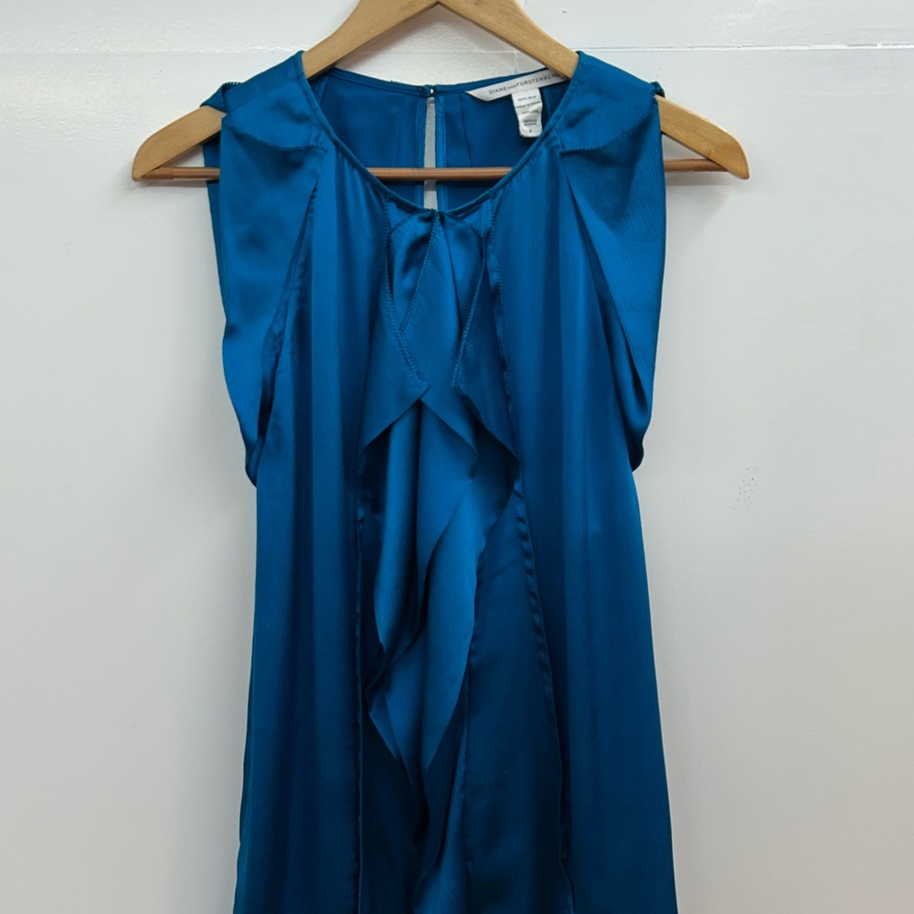 Diane Von Furstenberg Teal Silk Top